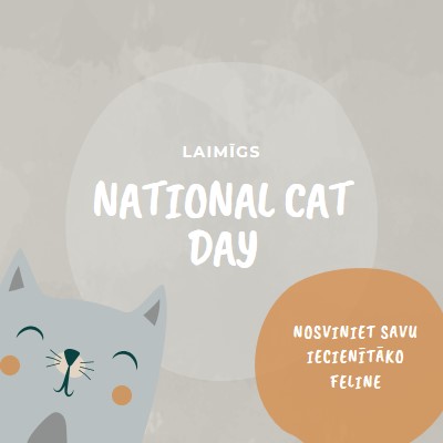 Happy National Cat Day gray organic-simple