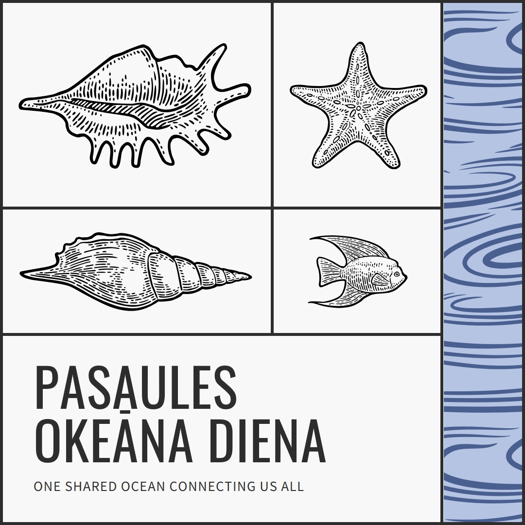 Happy World Oceans Day white vintage-retro