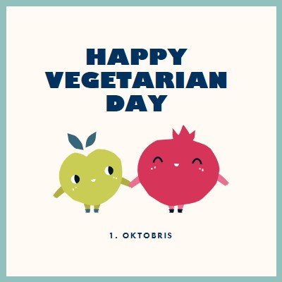 Happy Vegetarian Day white whimsical-line