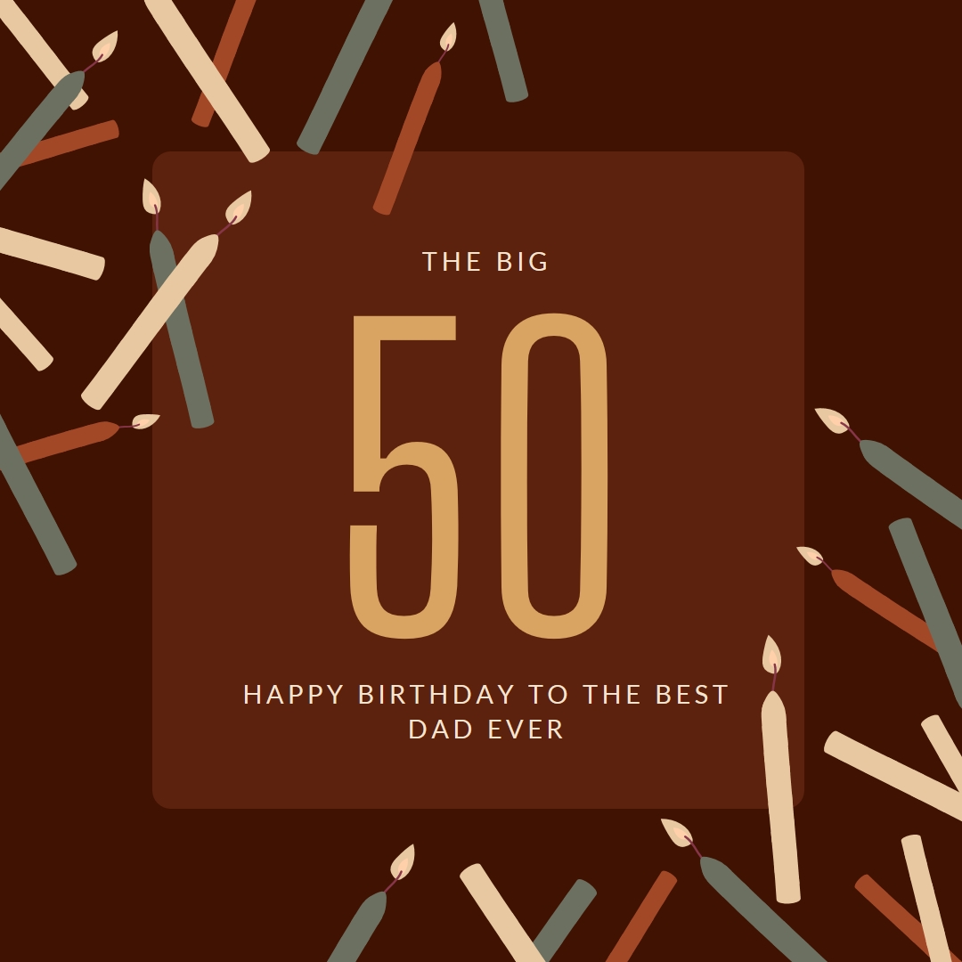 Happy fiftieth birthday brown modern-simple
