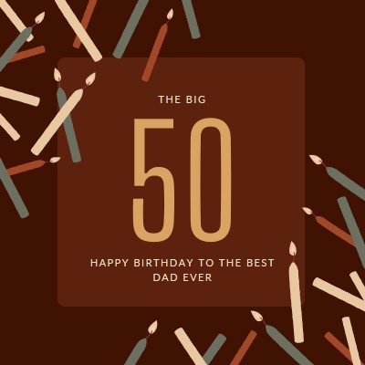 Happy fiftieth birthday brown modern-simple