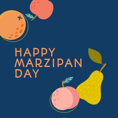 Happy Marzipan Day blue whimsical-line