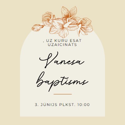 Baptism invite yellow vintage-botanical