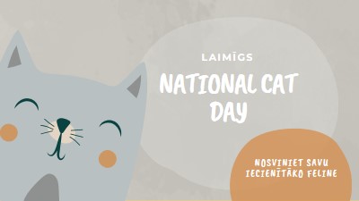 Happy National Cat Day gray organic-simple