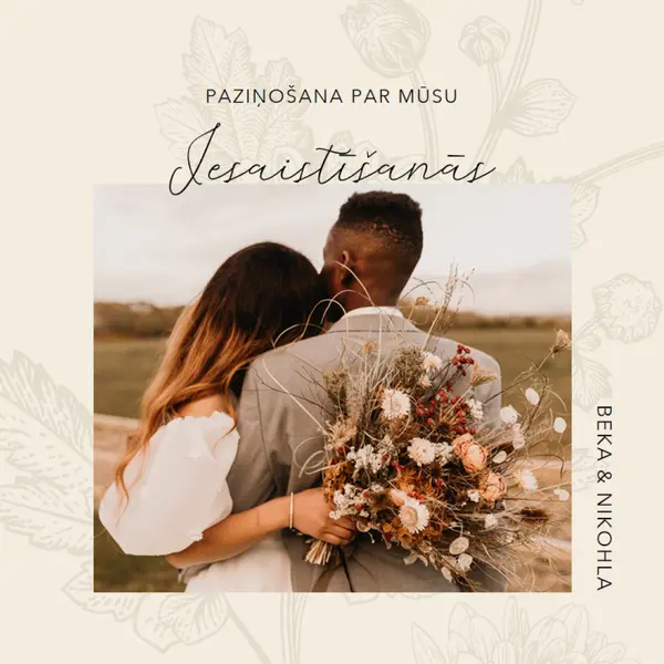 Engagement announcement white vintage-botanical