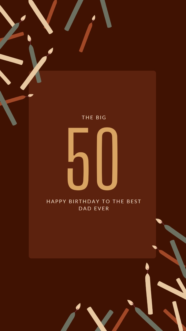 Happy fiftieth birthday brown modern-simple