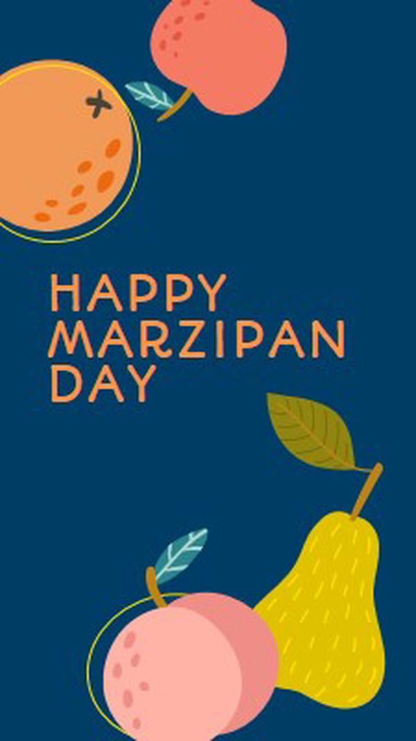 Happy Marzipan Day blue whimsical-line