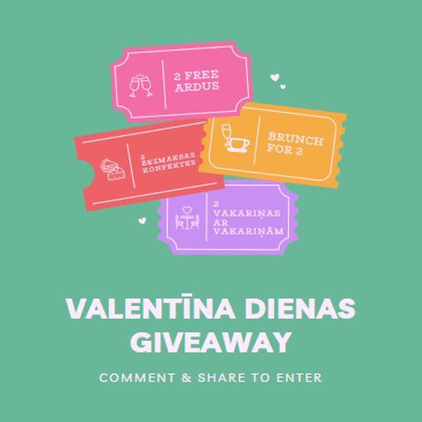 Valentīna dienas giveaway green bright,playful,tickets,retro,shape,overlapping