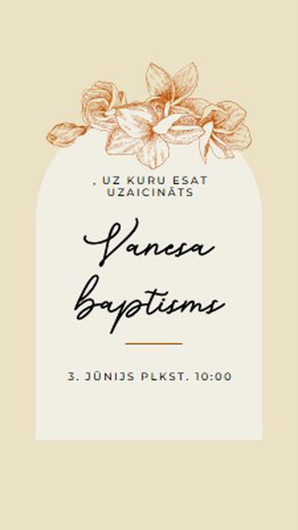 Baptism invite yellow vintage-botanical