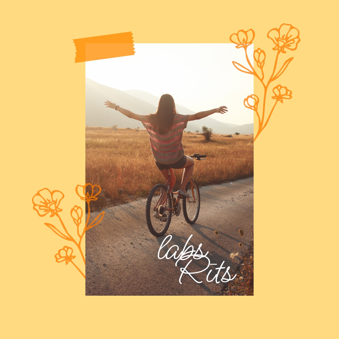 Āāciet rītam yellow modern,collage,doodle,scrapbook,floral,hand-drawn