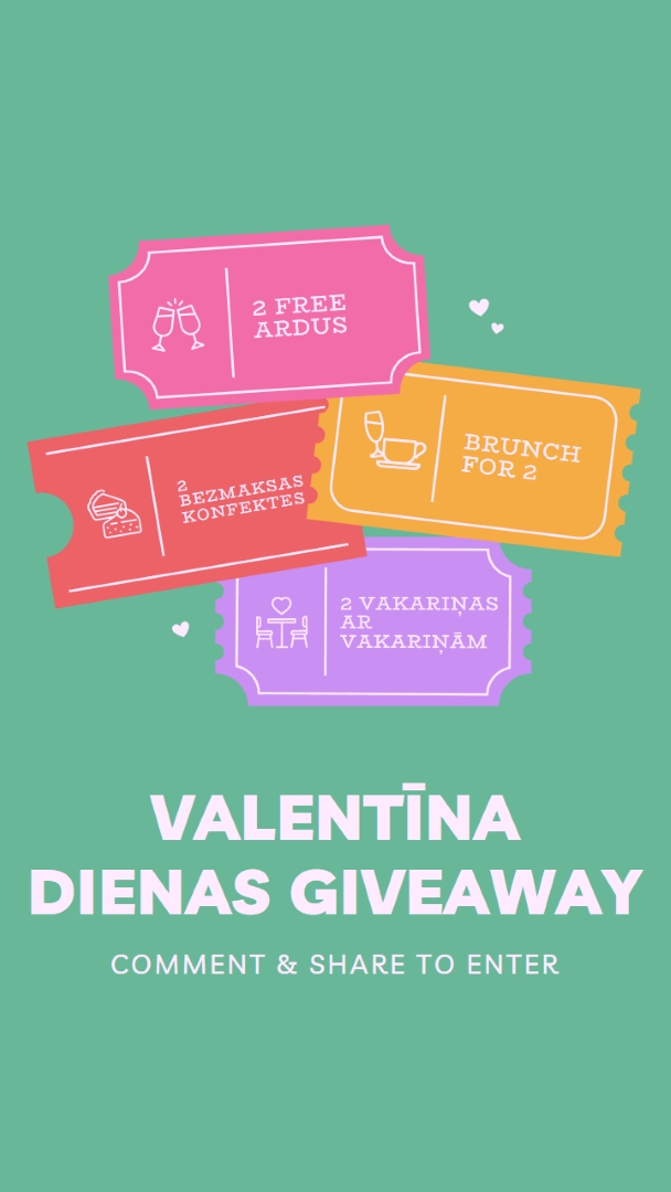 Valentīna dienas giveaway green bright,playful,tickets,retro,shape,overlapping