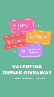 Valentīna dienas giveaway green bright,playful,tickets,retro,shape,overlapping