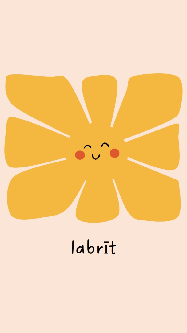 Labrīt! yellow cute,organic,sun,bright,minimal,handwriting
