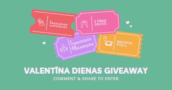 Valentīna dienas giveaway green bright,playful,tickets,retro,shape,overlapping