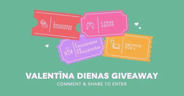 Valentīna dienas giveaway green bright,playful,tickets,retro,shape,overlapping