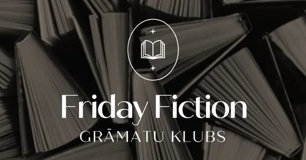 Friday fiction book club black elegant,monochromatic,photo,simple,typographic,symmetrical