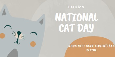 Happy National Cat Day gray organic-simple