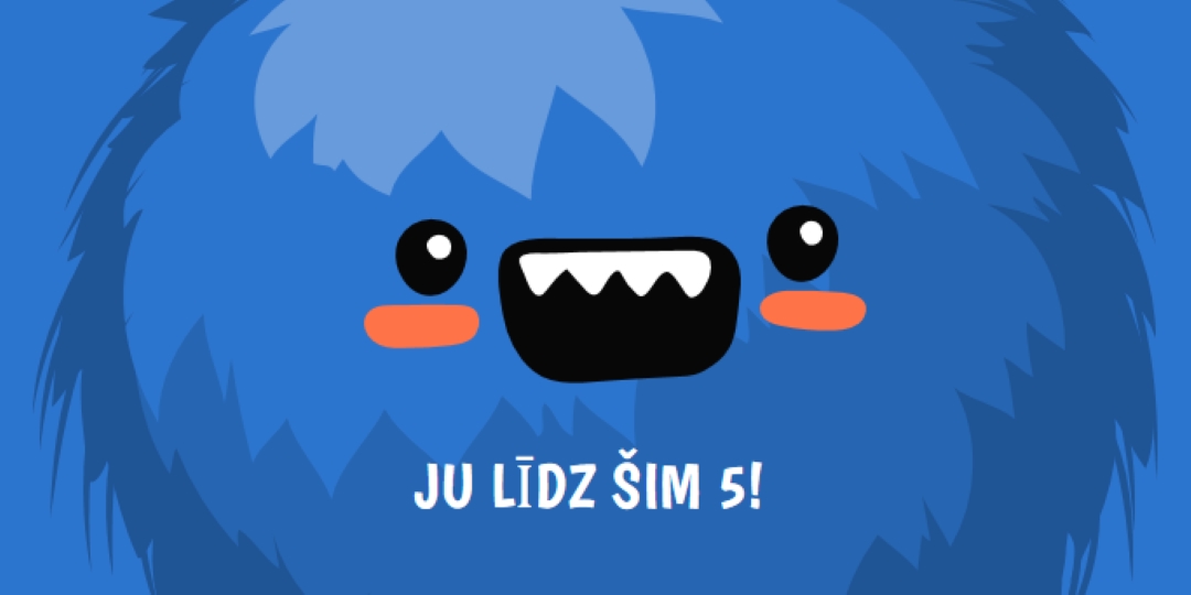 Mazā monster is turning five blue whimsical-color-block