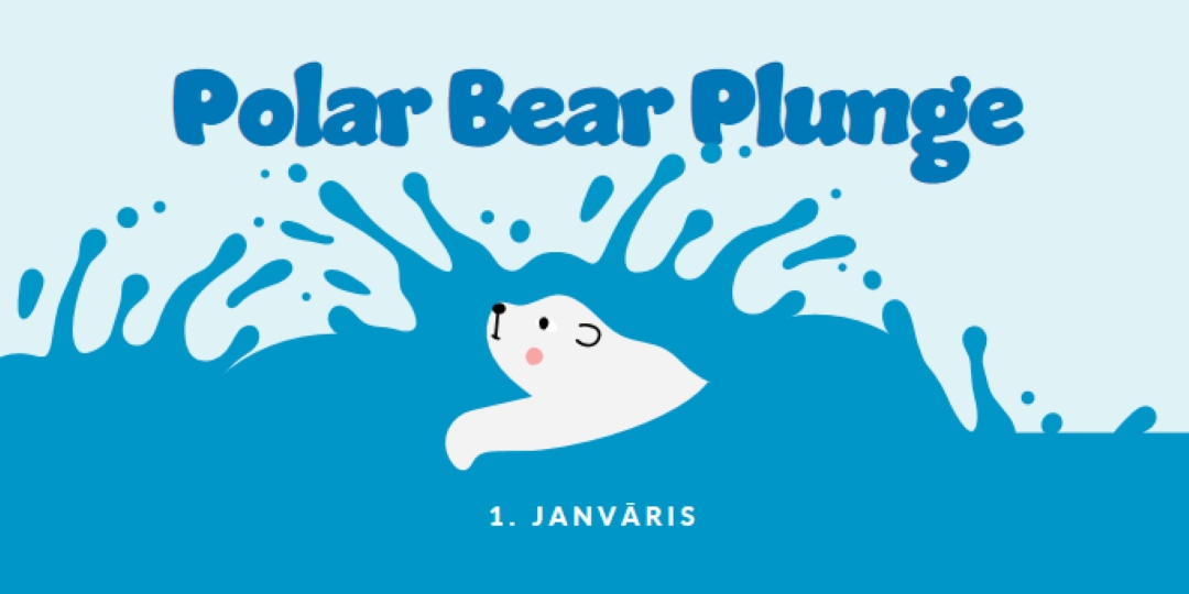 Happy Polar Bear Plunge Day blue whimsical-color-block