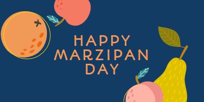 Happy Marzipan Day blue whimsical-line