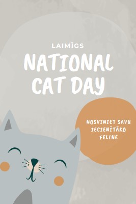 Happy National Cat Day gray organic-simple