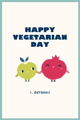 Happy Vegetarian Day white whimsical-line