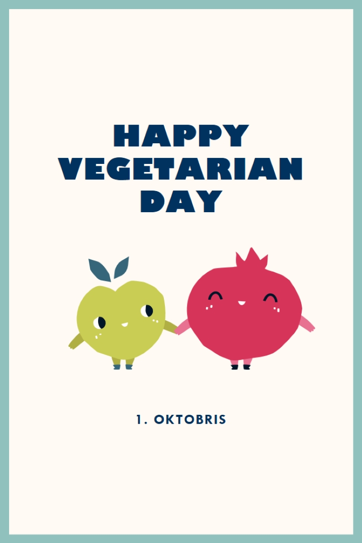Happy Vegetarian Day white whimsical-line