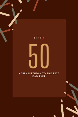 Happy fiftieth birthday brown modern-simple