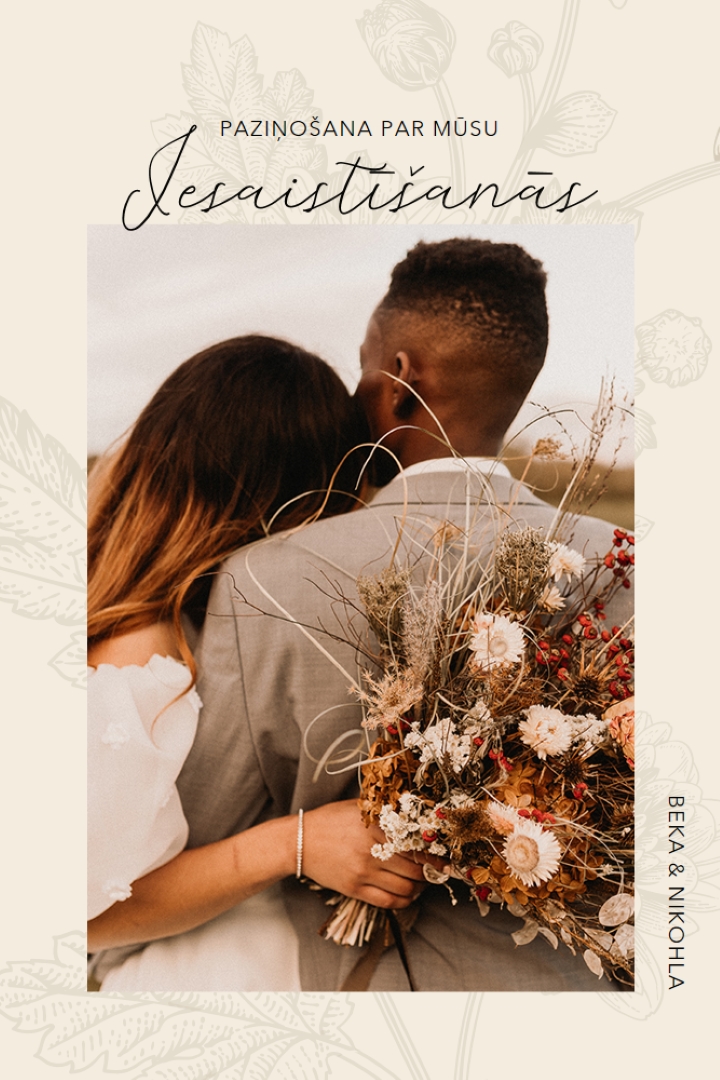 Engagement announcement white vintage-botanical