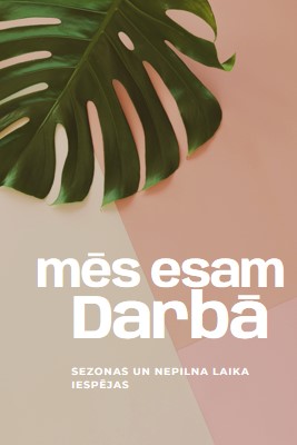 Mēs nolīgsim sezonas darbiniekus pink modern-simple