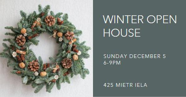 Wintery wreath green modern-simple