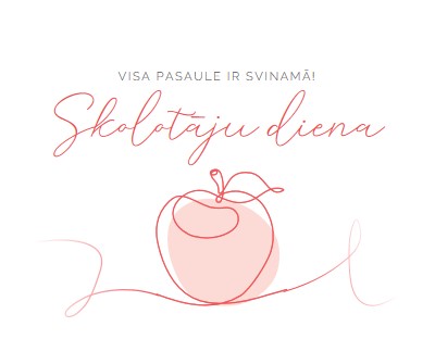 Skolotāja diena red whimsical-line