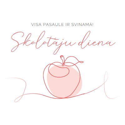 Skolotāja diena red whimsical-line