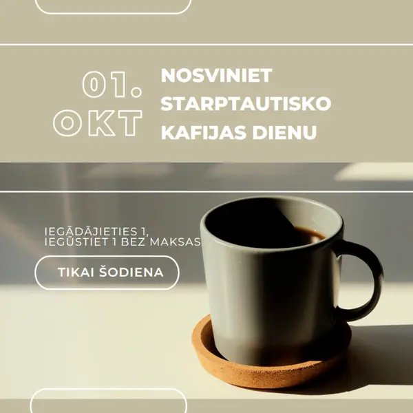 Vai nosvinēs starptautisko kafijas dienu? brown modern-geometric-&-linear