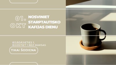 Vai nosvinēs starptautisko kafijas dienu? brown modern-geometric-&-linear