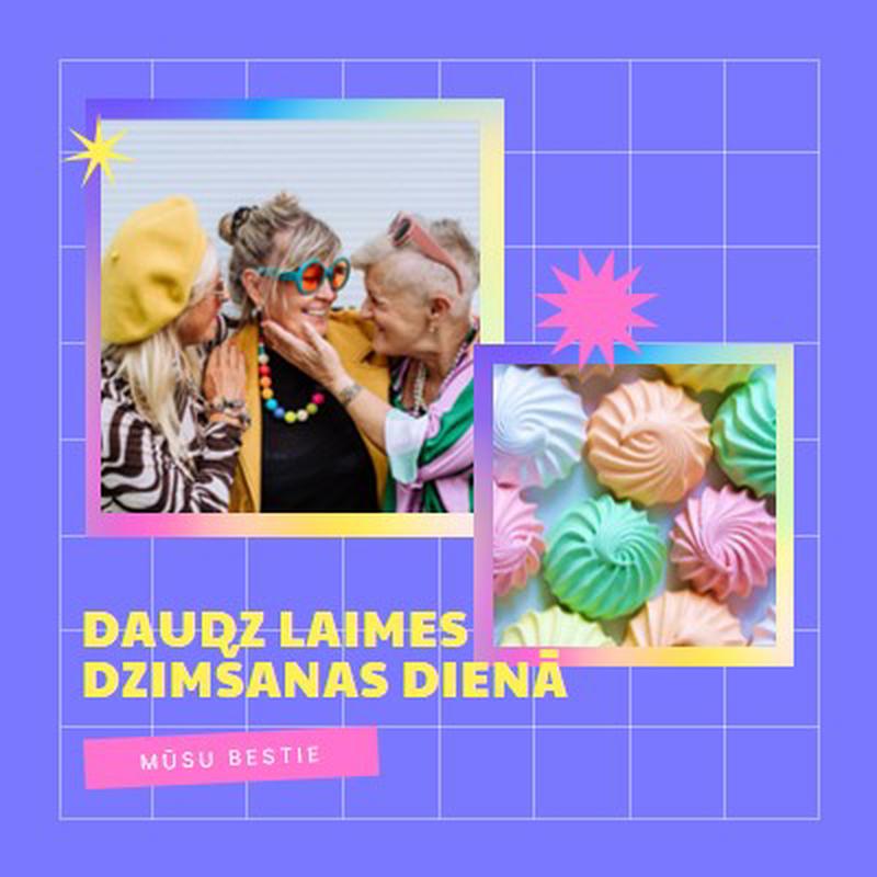 Daudz laimes dzimšanas dienā! purple bold,bright,geometric