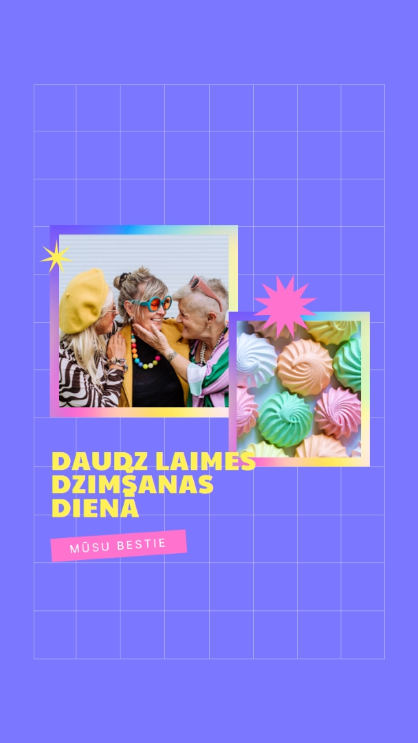 Daudz laimes dzimšanas dienā! purple bold,bright,geometric