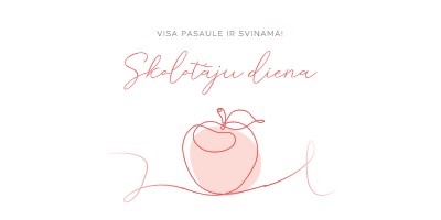 Skolotāja diena red whimsical-line