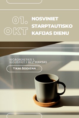 Vai nosvinēs starptautisko kafijas dienu? brown modern-geometric-&-linear