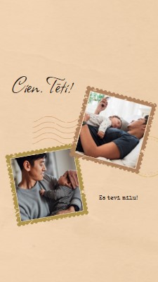 Love letter to dad orange vintage,stamps,letter