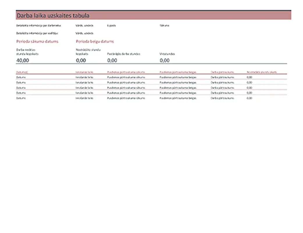 Darba laika uzskaites tabula