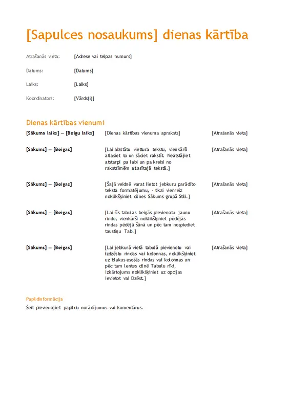 Uzņēmuma sapulces darba kārtība (oranžs noformējums) modern simple