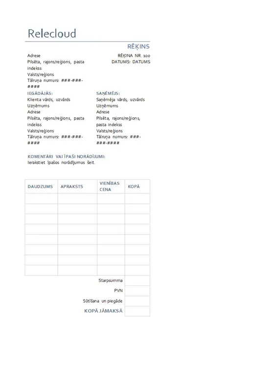 Vienkāršs rēķins ar PVN modern simple