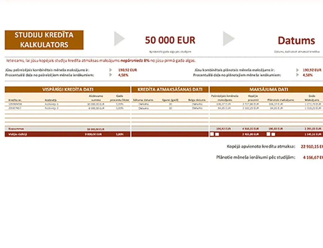 Studiju kredīta kalkulators modern-simple