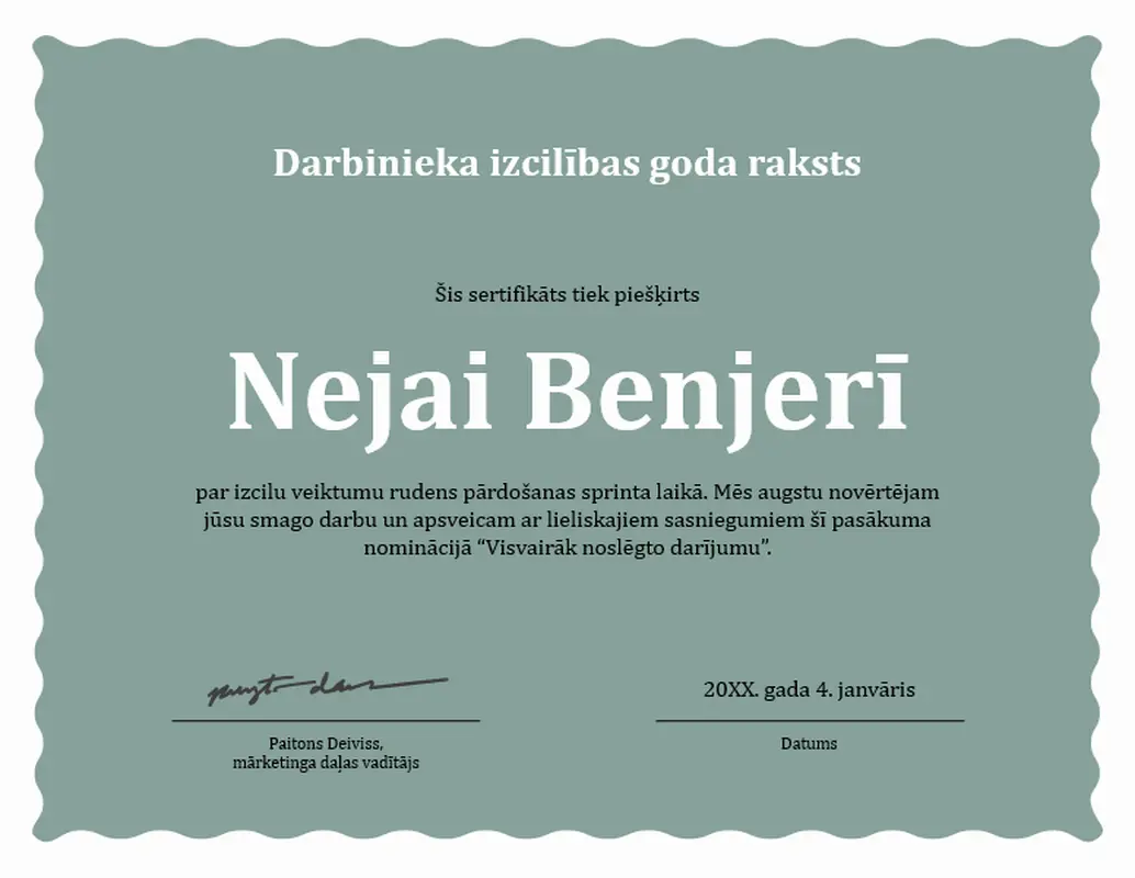 Izcila darbinieka apbalvojuma diploms  modern-simple