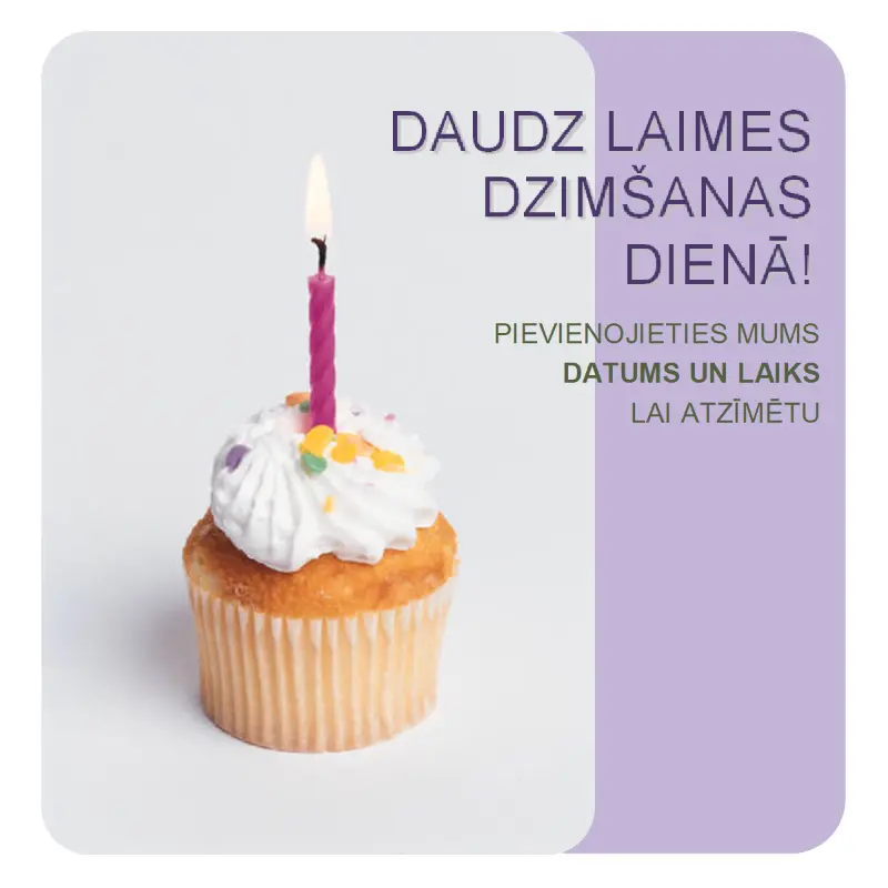 Dzimšanas dienas ielūguma skrejlapa (ar kūkas attēlu) purple modern-simple