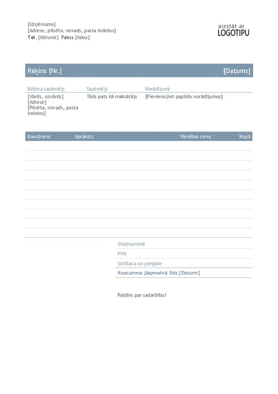 Rēķins (mūžīgs noformējums)