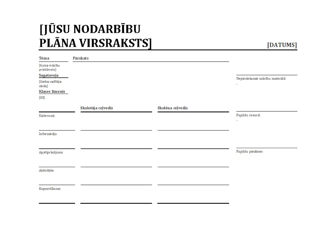 Dienas nodarbību plānotājs modern simple