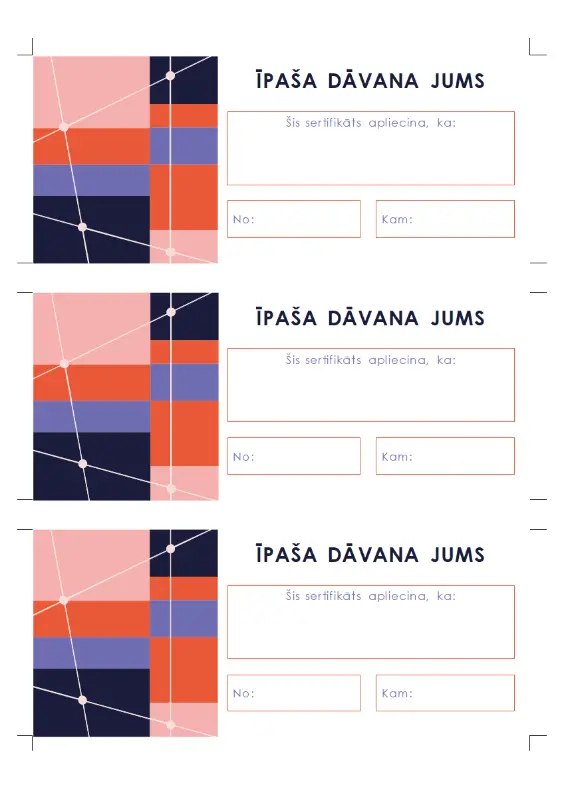 Dāvanu sertifikāti (trīs lappusē) blue modern-color-block