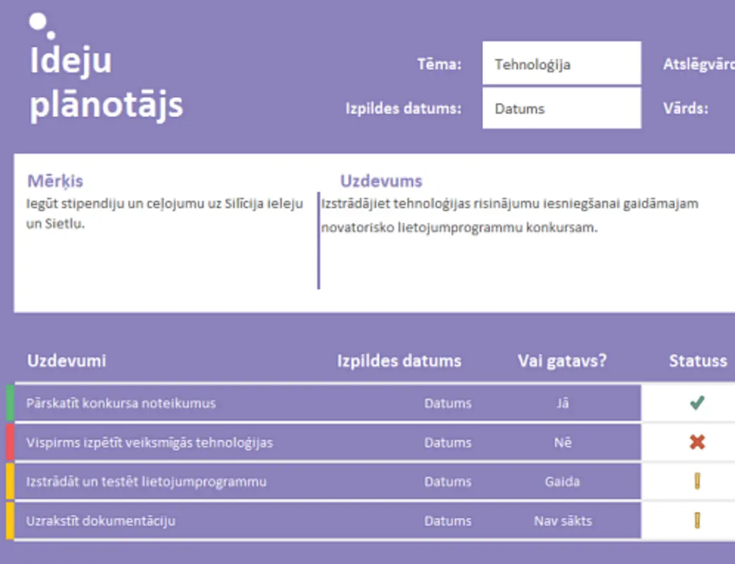 Ideju plānotājs (uzdevumi) purple modern-simple